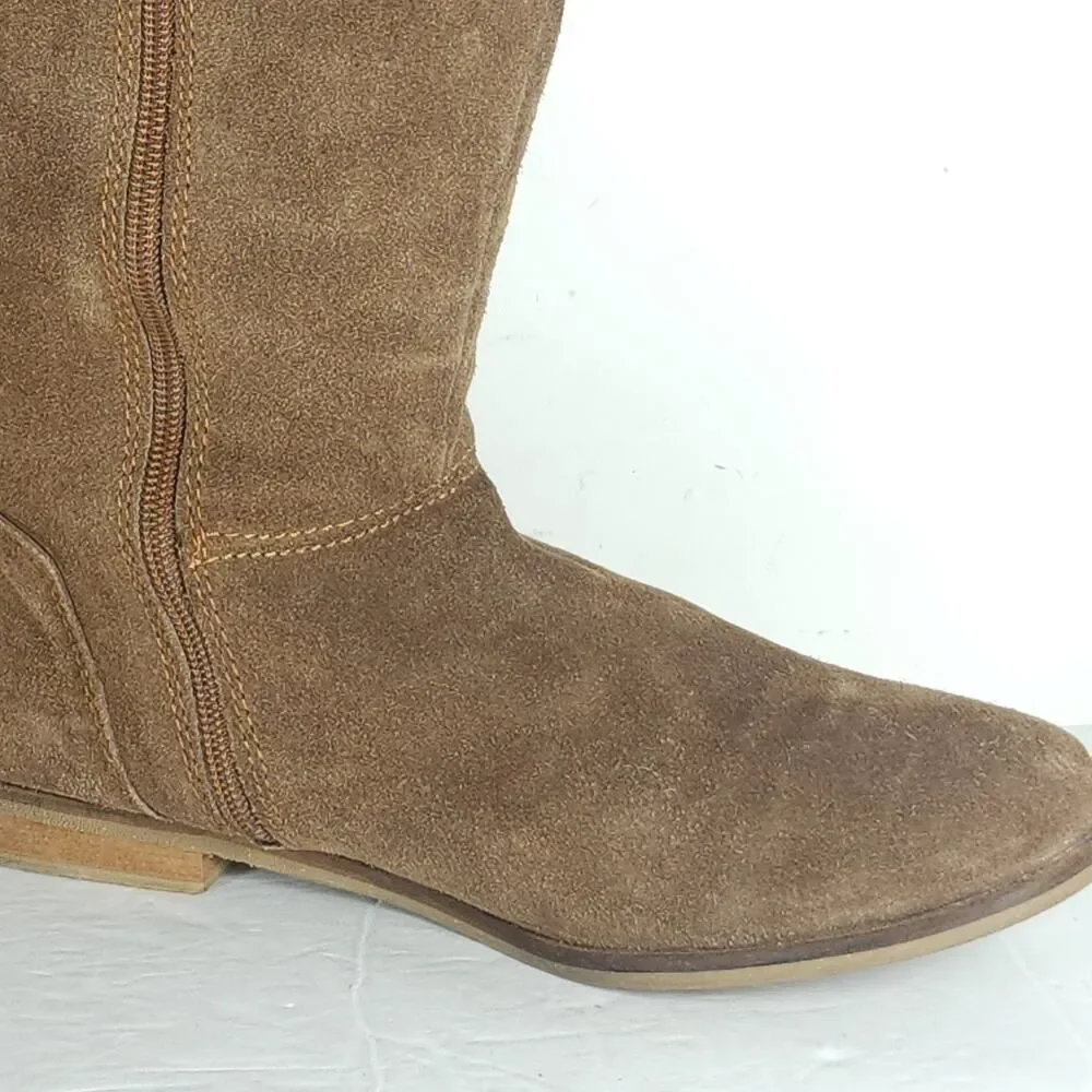 Rag & Co Women’s US 8,5? Brown Suede Side Zip Lace Over The Knee Riding Boots